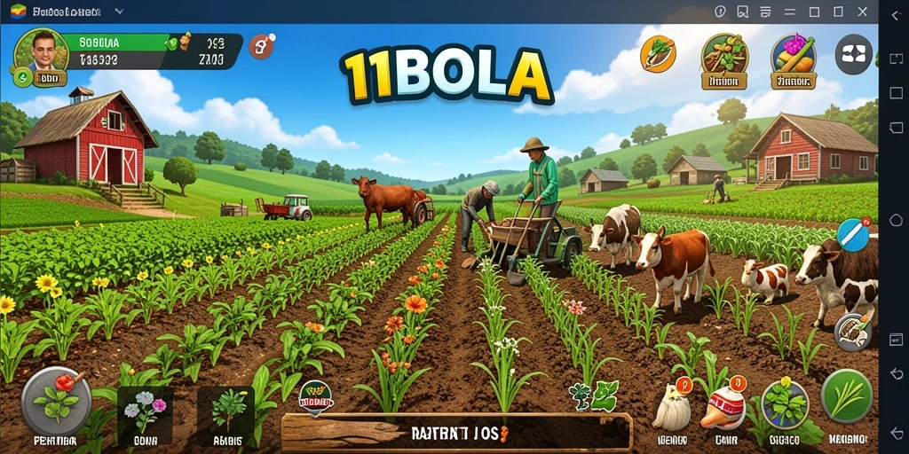 Screenshot gameplay <strong>11BOLA</strong> yang menampilkan kebun subur.