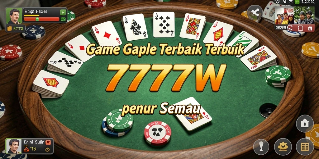 Screenshot utama 7777W menampilkan gameplay Gaple yang seru.