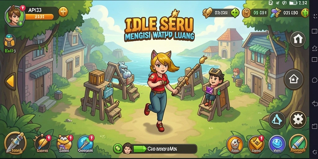 Screenshot utama API33 menampilkan gameplay santai dan menyenangkan.