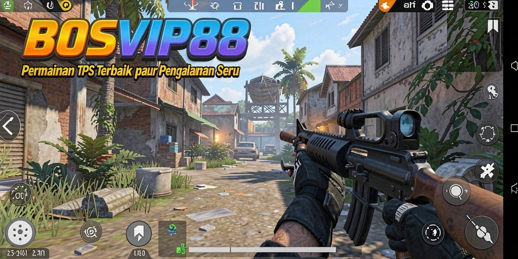 Tampilan gameplay BOSVIP88 dengan aksi ketegangan TPS yang seru.
