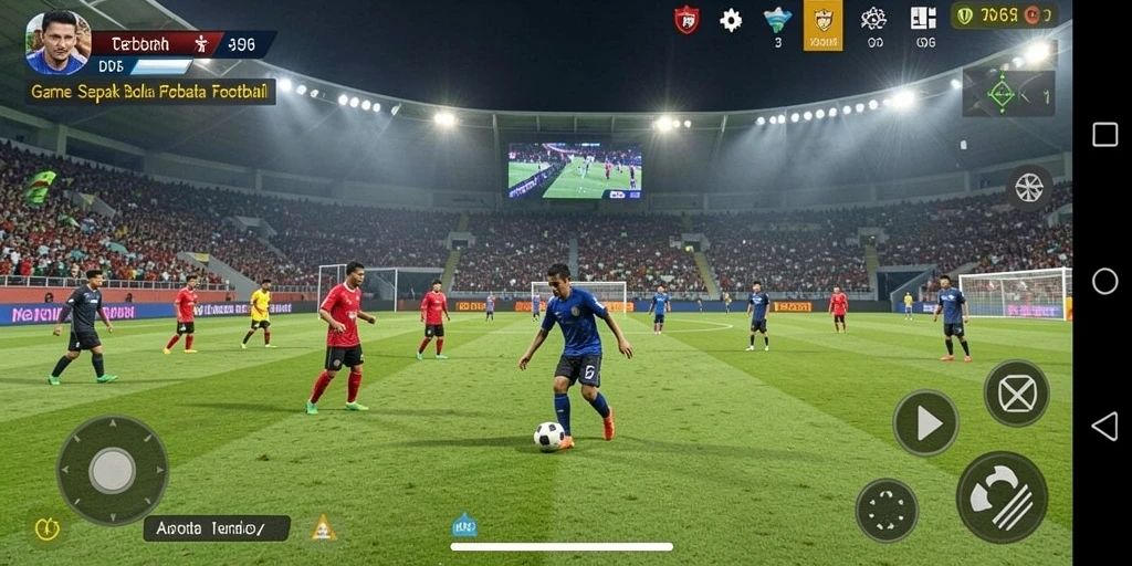 Tampilan gameplay D06 yang menegangkan saat pertandingan sepak bola berlangsung.