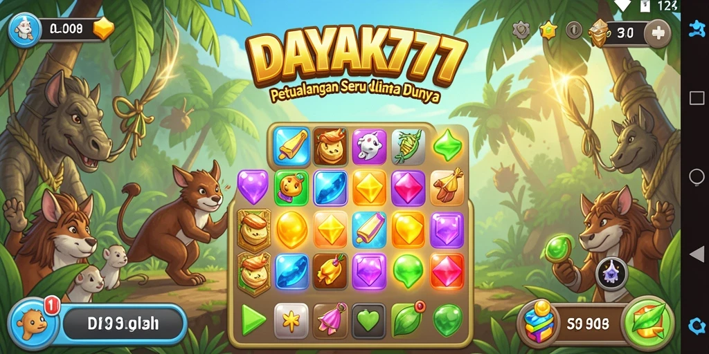 Gameplay Match-3 yang seru dan penuh warna.