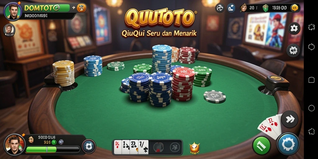 Tampilan gameplay seru di DOMTOTO, menampilkan aksi QiuQiu yang menarik.