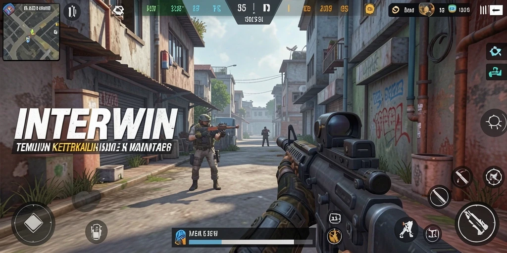 Tangkapan layar menunjukkan gameplay mendebarkan dalam game FPS.