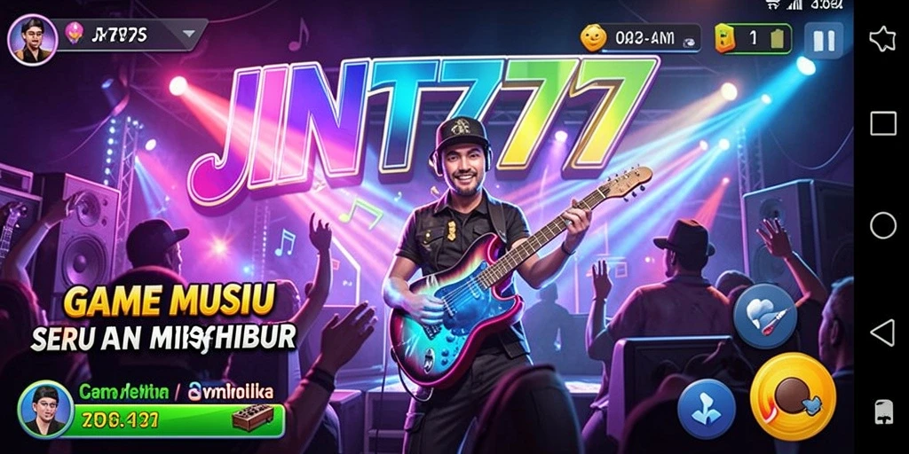Tampilan gameplay seru di JNT777 dengan instrumen musik.