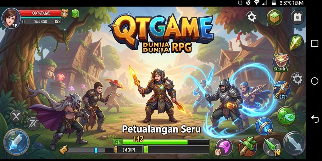 Screenshot gameplay QTGAME memperlihatkan aksi pertarungan yang menegangkan.