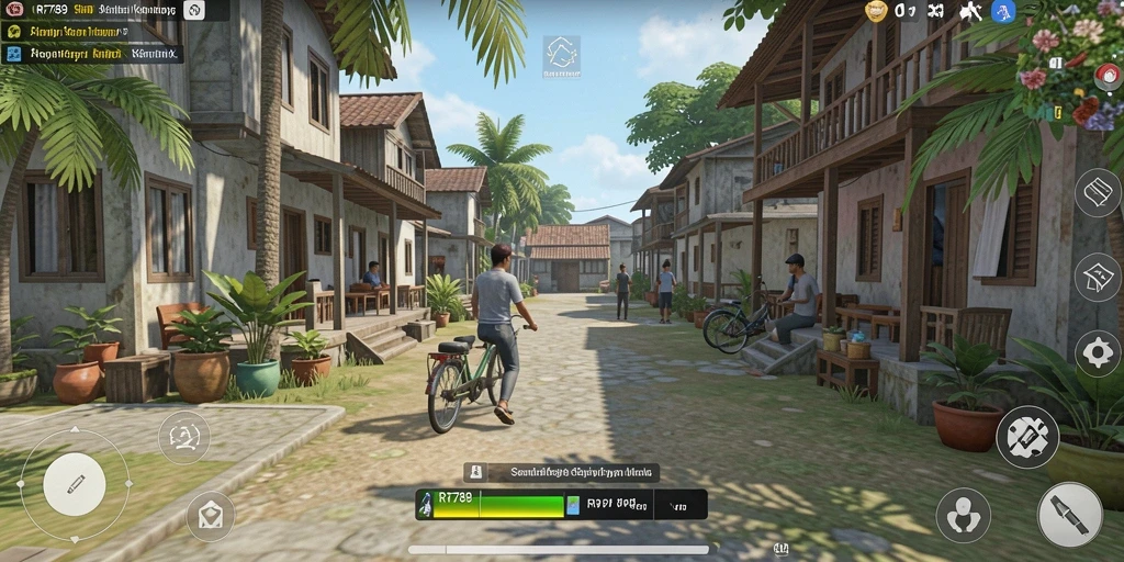 Tampilan gameplay yang realistis dari RR789 dalam simulasi kehidupan.